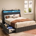 thumbnail image 2 of Upholstered queen bed frame with wings headboard and LED | Experience skin - friendly upholstery and stylish design in the bedroom, 2 of 2