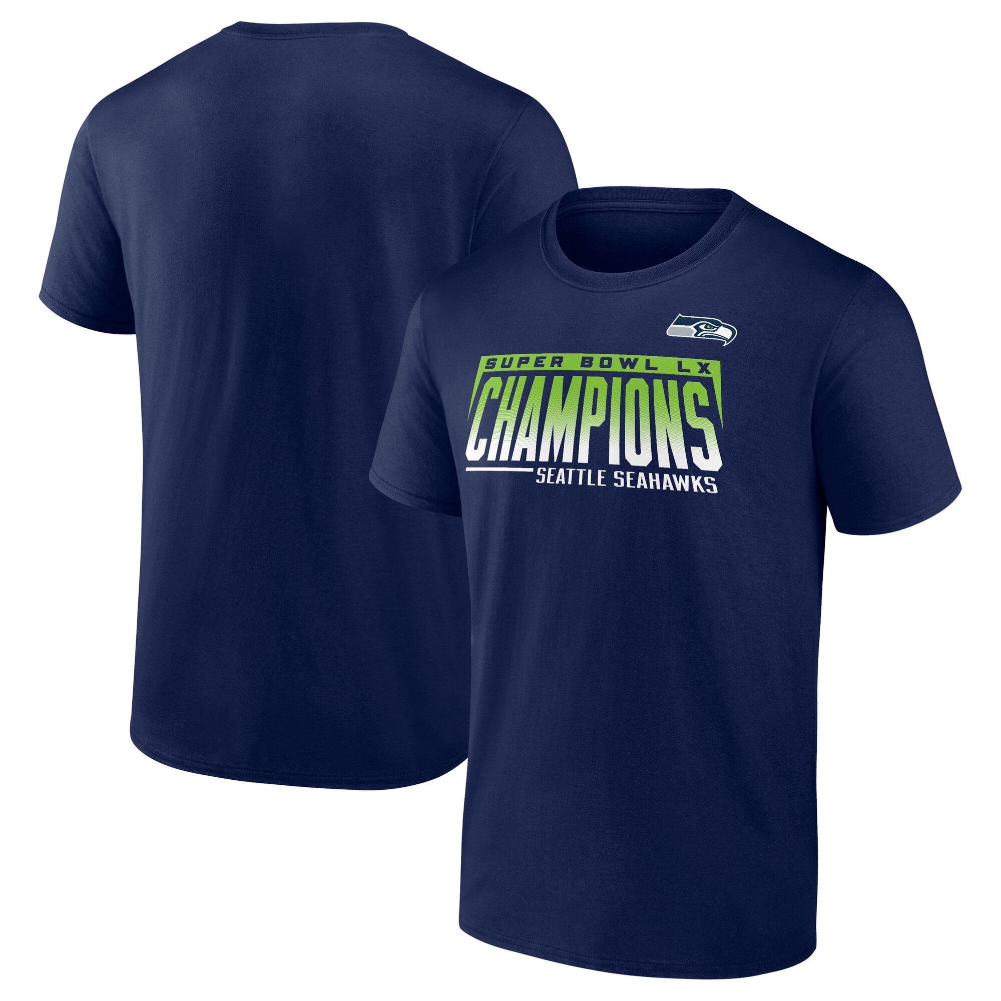 NFL Seattle Seahawks Super Bowl 60 Champions Men's Navy Short Sleeve T-Shirt