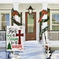 thumbnail image 3 of Christmas Garden Flag Vertical Double Sided Jesus is The Reason for The Season Burlap Winter Xmas Tree Cross Farmhouse Yard Flag Outdoor Decor 12.5 x 18 Inch, 3 of 6