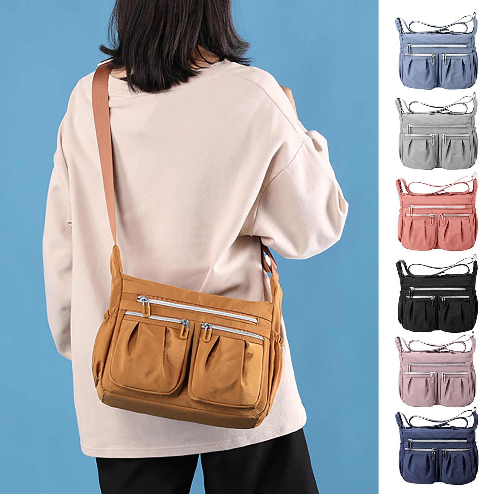 Crossbody Messenger Bags for Women Nylon Lightweight Shoulder Handbags Roomy Ladies Travel Pocketbooks