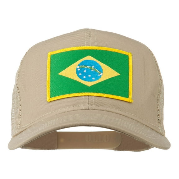 Brazil Flag Patched Mesh Cap - Khaki OSFM