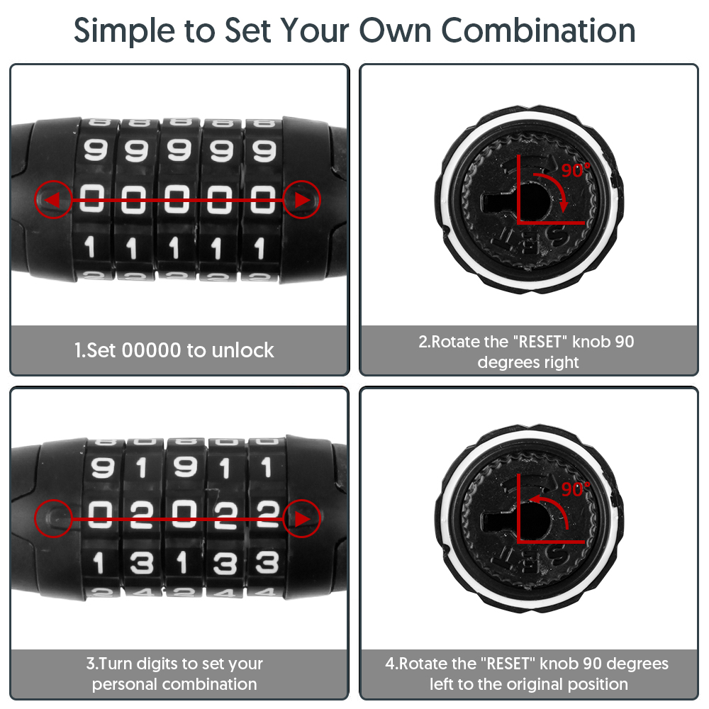 SUGARDAY Bike Lock Cable with 5-Digit Combination photo 7