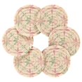 thumbnail image 7 of Yayeee 6 PCS Drink Coasters with Holder Set Woven Absorbent Round Tabletop Hot Pad, Light Pink Geometric, 7 of 7