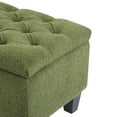thumbnail image 3 of Ottoman Bench with Storage, Green Boucle Surface & Rubber Wood Legs, 300 lbs Capacity with Pressure Hinges, Button-Tufted Diamond Stitching, for Living Room, Foyer, Bedroom, 3 of 6
