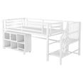 thumbnail image 6 of Newest Twin Metal Loft Bed White,Low Profile with Storage Cubby & Stairs, 6 Rolling Bins, Space Saving Design, 6 of 15