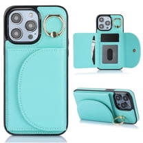 for iPhone 13 Wallet Case with Card Holder Women Men, Flip PU Leather Kickstand Shockproof Protective Phone Cover Magnetic Clasp 360 Rotation Ring Stand for iPhone 13, Green