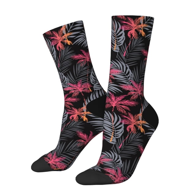 Fotbe Colorful Hawaii Palms Calcetas Largas con Estampado para Hombre y Mujer – Calcetas de Compresión Transpirables y Elásticas, Viajar y Uso Diario Talla 5-11