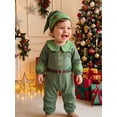 thumbnail image 3 of Cjfdfy Newborn Baby Boy Girl Christmas Outfits Christmas Elf Costume Long Sleeve Doll Collar Romper With Hat Infant 2Pcs Cute My Christmas Fall Winter Outfit 0-18M, 3 of 9