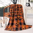 thumbnail image 2 of Checkered Pumpkin Halloween Pattern Blanket,Comfortable Soft Flannel Throw Blanket,All Season,Warm Lightweight Blankets for Sofa Bed Couch Living Room Chair,50"x60", 2 of 4