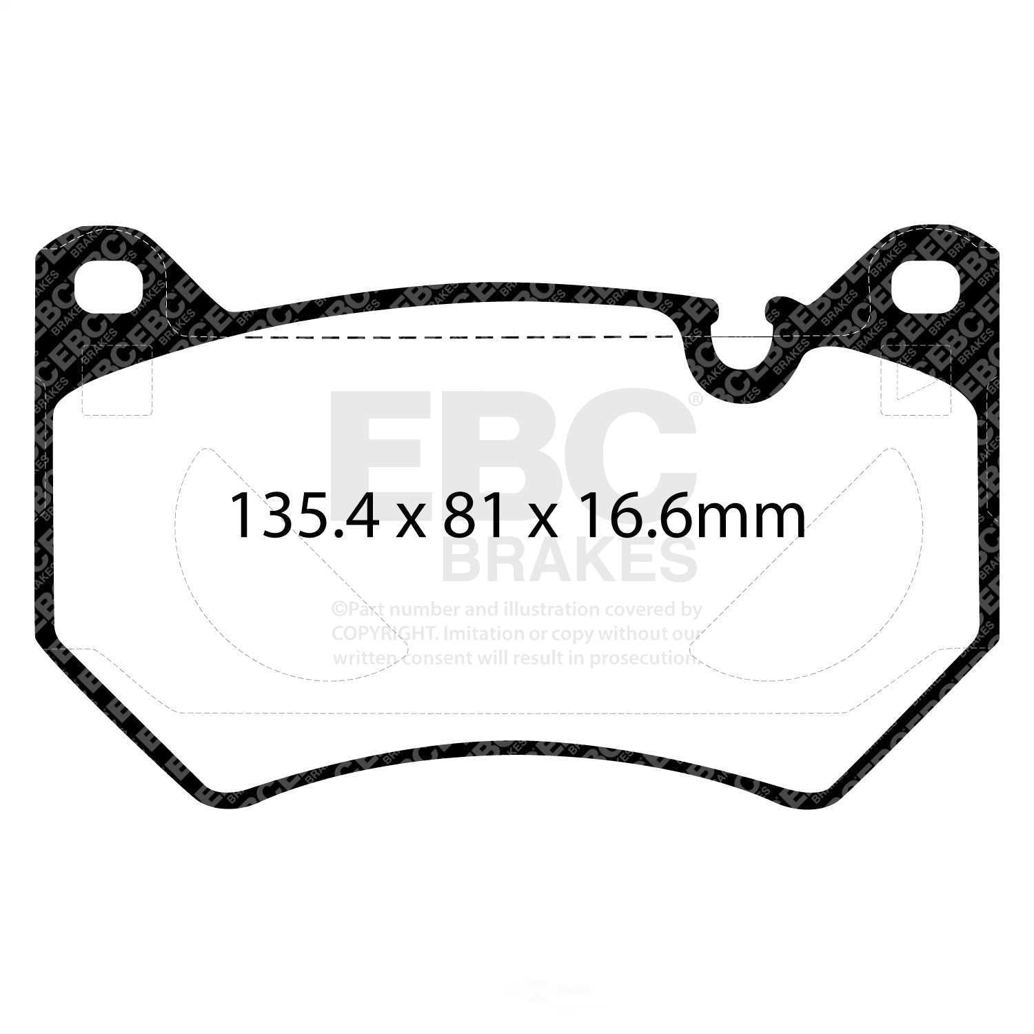 EBC Brakes DP32436C Redstuff Ceramic Low Dust Brake Pads, Vented 5 Bolt Holes 338mm Dia. 57mm
