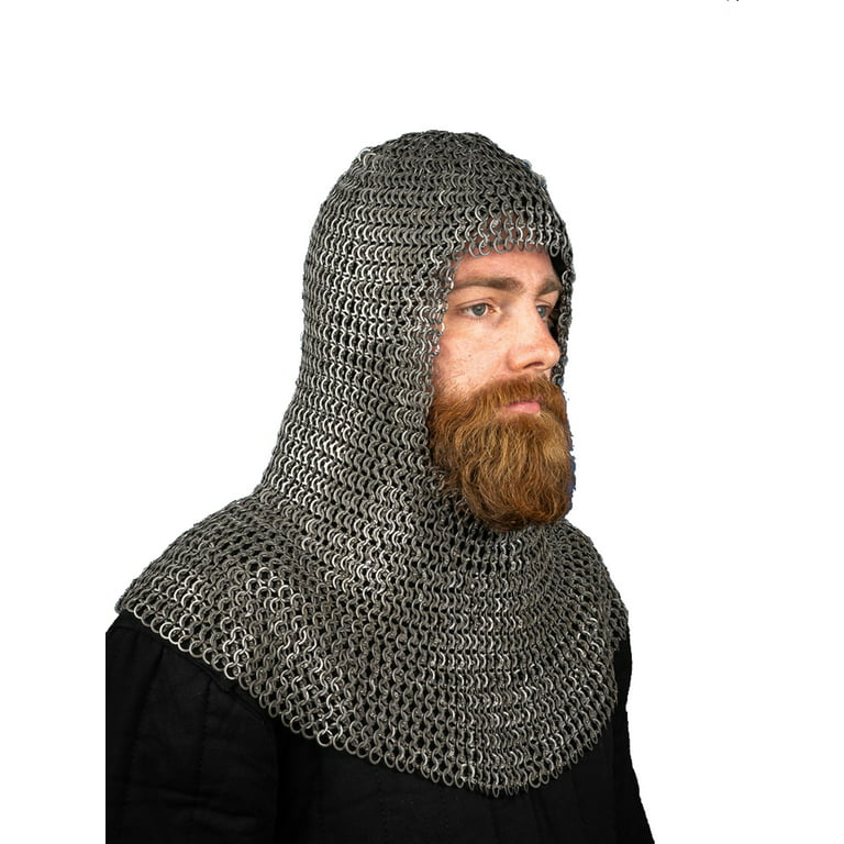 Robin Exports The Medievals Chainmail Hood Chain Mail Coif 10 mm Flat  Riveted