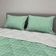 thumbnail image 2 of Mint Comforter & Sham Bedding Set, Symmetrical Half Cut Squares with Triangles Retro Style Checkered Pattern, 3 pcs Duvet Set Microfiber Filling Quilt, 5 Sizes, Mint and Almond Green, by Ambesonne, 2 of 4