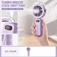 thumbnail image 6 of Handheld Misting Fan Portable, 4000mAh Rechargeable Water Spray Fan, 4 Speeds Foldable Personal Cooling Fan with Lanyard, Travel Outdoor Summer Gift, 6 of 6