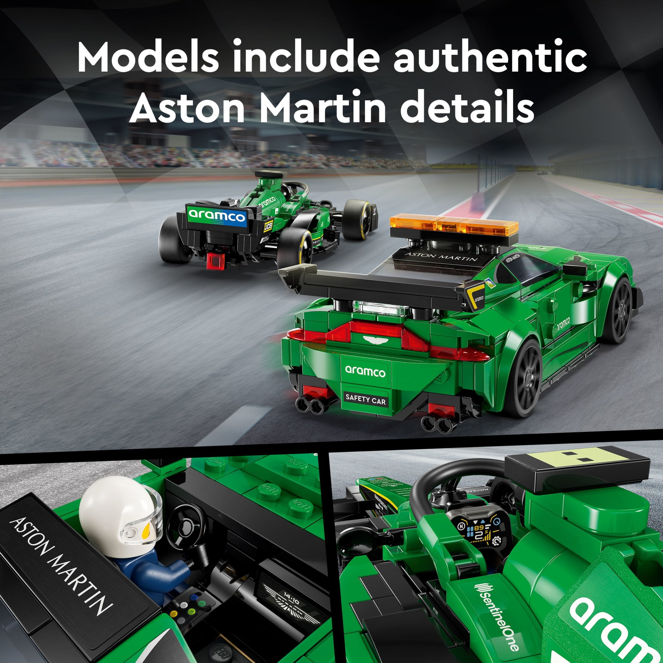 LEGO Speed Champions Aston Martin Safety Car & AMR23 Building Toys - Race Car Toy for Kids, Boys & Girls, Ages 9+ - Birthday Gift Idea W/ 2 Minifigures - 76925