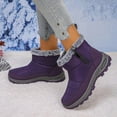 thumbnail image 6 of Womens Boots Thick Heel Round Toe with Side Zipper Women's Trendy Casual Winter Warm Short Boots Solid Color Winter Shoe Purple 7, 6 of 9