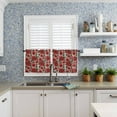 thumbnail image 6 of Christmas Kitchen Curtains and Valances Set, Rod Pocket Curtains Tier Farmhouse Window Curtains 24 Inch Length, Red Flowers Leaves Botanical Plants Retro 3 Piece Kitchen Curtains Set, 6 of 6