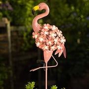 Homeimpro Garden Solar Lights,Flamingo Pathway Outdoor Stake Metal Lights,Waterproof Warm White Led For Lawn,Patio Or Courtyard