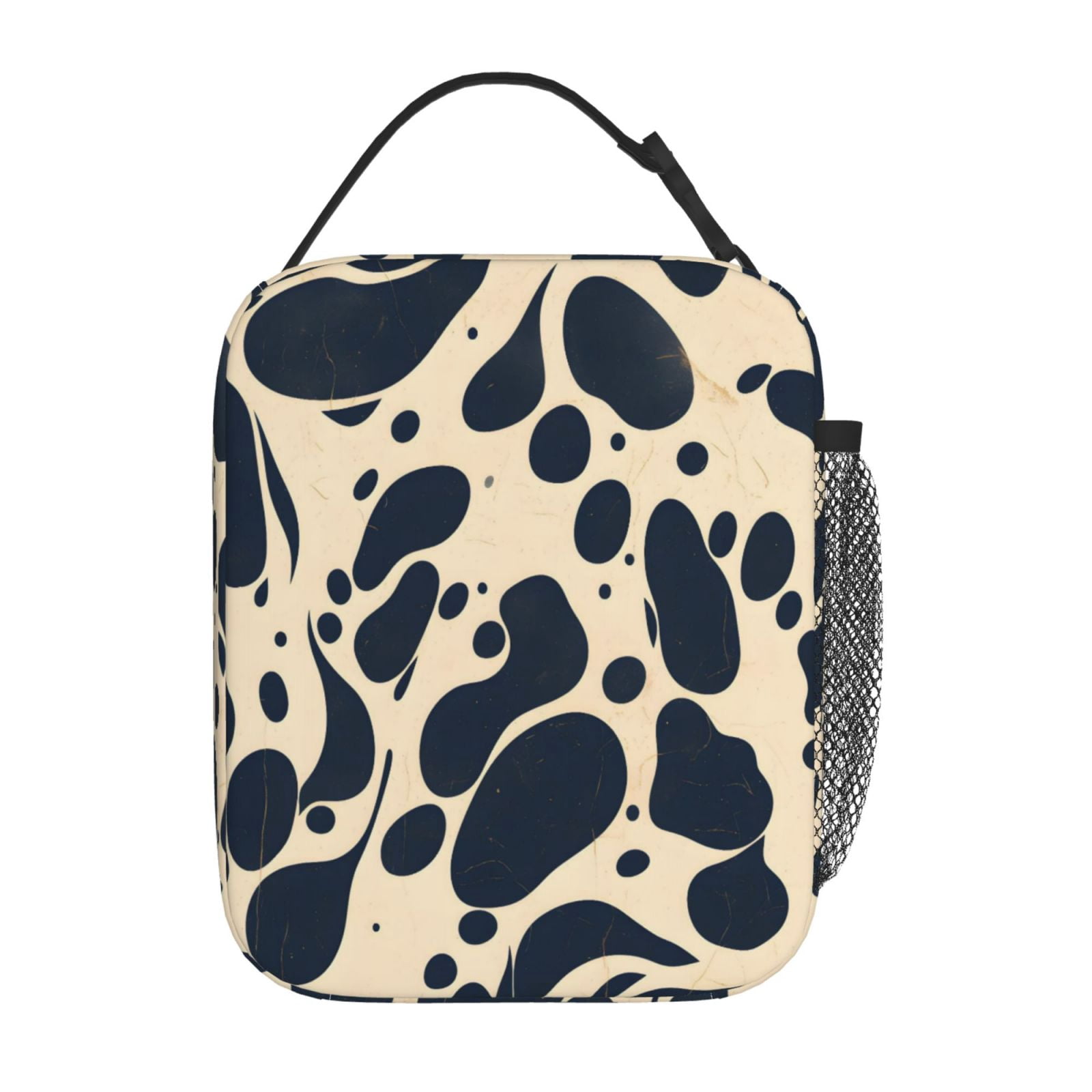 Lunch Bag For Women Men Insulated Portable Lunch Box Bento Box Office Picnic Travel Cooler Bag Milk Cow Skin Print Style Darkvoilet_1