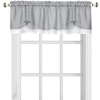 Woven Trends Two-Tone Window Curtain Valance, Double Layer Short Valance Small Window Curtains for Bathroom Living Room and Kitchen, Gray/White, 58" (W) x 14" (L) Valance