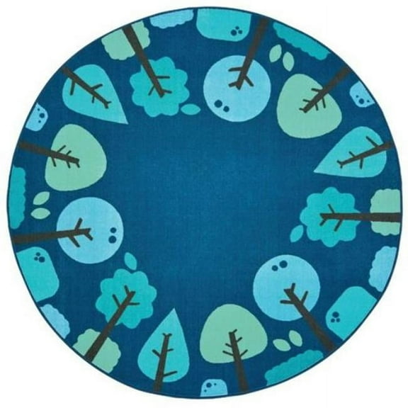 Carpets for Kids 1767 7 ft. 6 in. x 12 ft. Oval Kidsoft Tranquil Trees - Blue