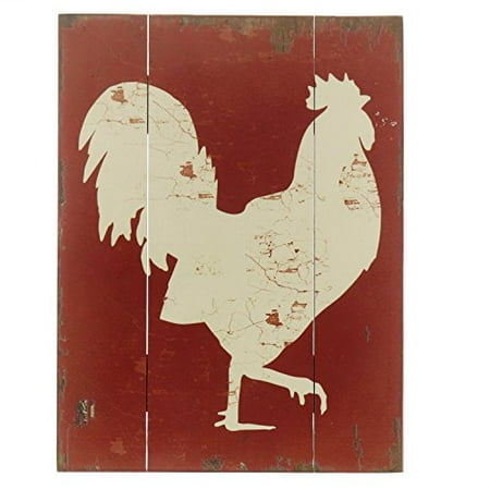 Barnyard Designs White Rooster Cockerel Retro Vintage Wood Plaque Bar Sign Country Home Decor 15.75