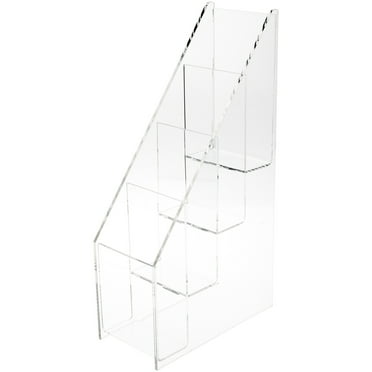 Plymor Clear Acrylic Vertical 4-Level Tri-Fold Brochure Literature Rack (Countertop), Fits Documents Up to 4" Wide