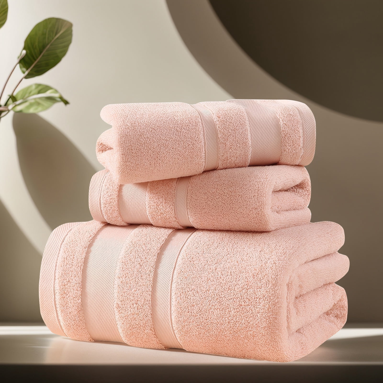 TOPCHANCES 6-Piece Towel Set, Ultra Absorbent Cotton Bath Towels Set (Pink)