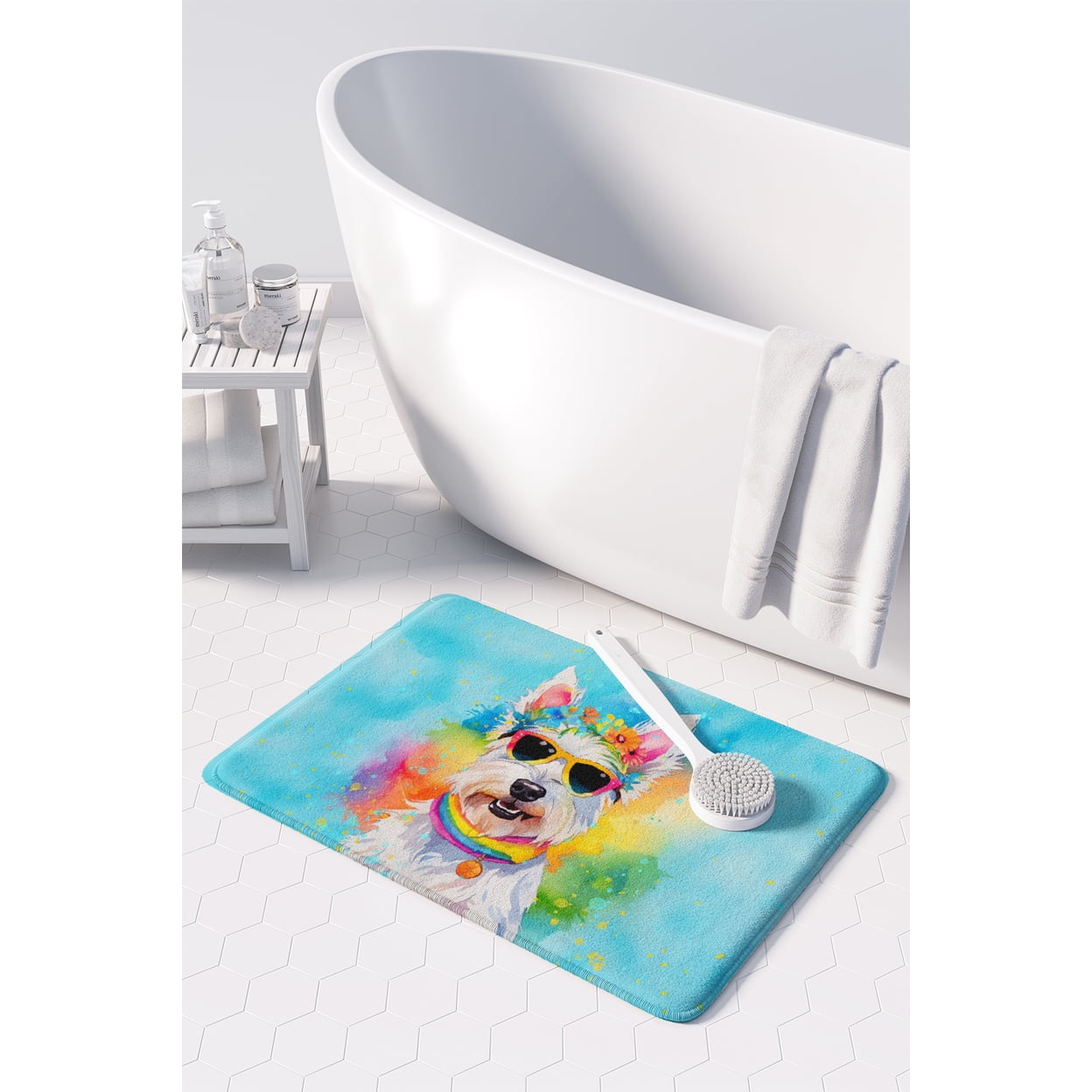 Westie Hippie Dawg Memory Foam Kitchen Mat