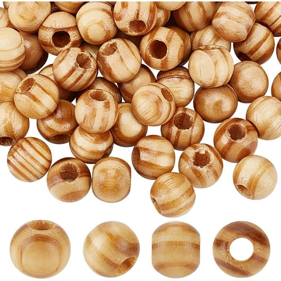 120pcs Wood Beads 12x11mm Natural Wooden Beads Round Loose Beads Wood Spacer Beads Wooden Macrame Beads with 5mm Large Hole for DIY Crafts Hanging Decorations Jewelry Making