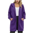 thumbnail image 3 of DUMUIELD Women's Zip Up Hoodie Jacket Long Sleeve Long Tunic Sweatshirts Oversized Casual 2025 Fall Jackets Coat with Pockets Purple,XXXL, 3 of 8
