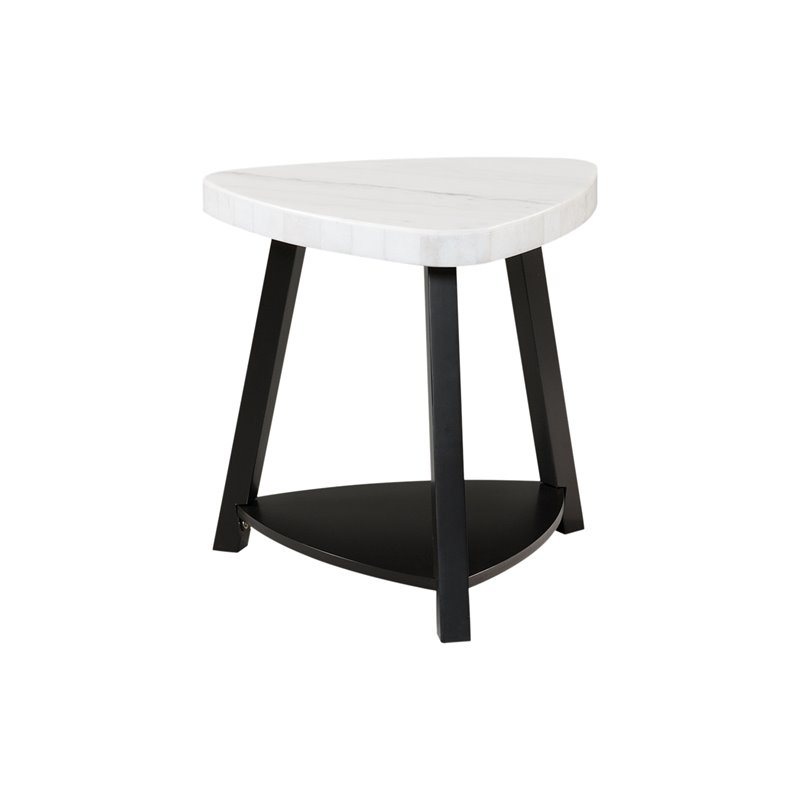 Bowery Hill Modern White Marble Top End Table in White Marble