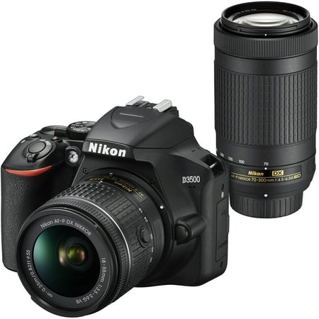 Nikon D3500 DX-Format DSLR Two Lens Kit with AF-P DX NIKKOR 18-55mm f/3.5-5.6G VR & AF-P DX NIKKOR 70-300mm f/4.5-6.3G ED, (Best Entry Level Dslr Lens)