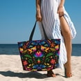 thumbnail image 6 of Fuzoiu Mexican Flower Traditional1 Print Waterproof Beach Tote Bag for Women Girls with Zipper,Sandproof Pool Swim Bag,Large Capacity Beach Travel Bag for Pool Swim Travel Everyday, 6 of 7