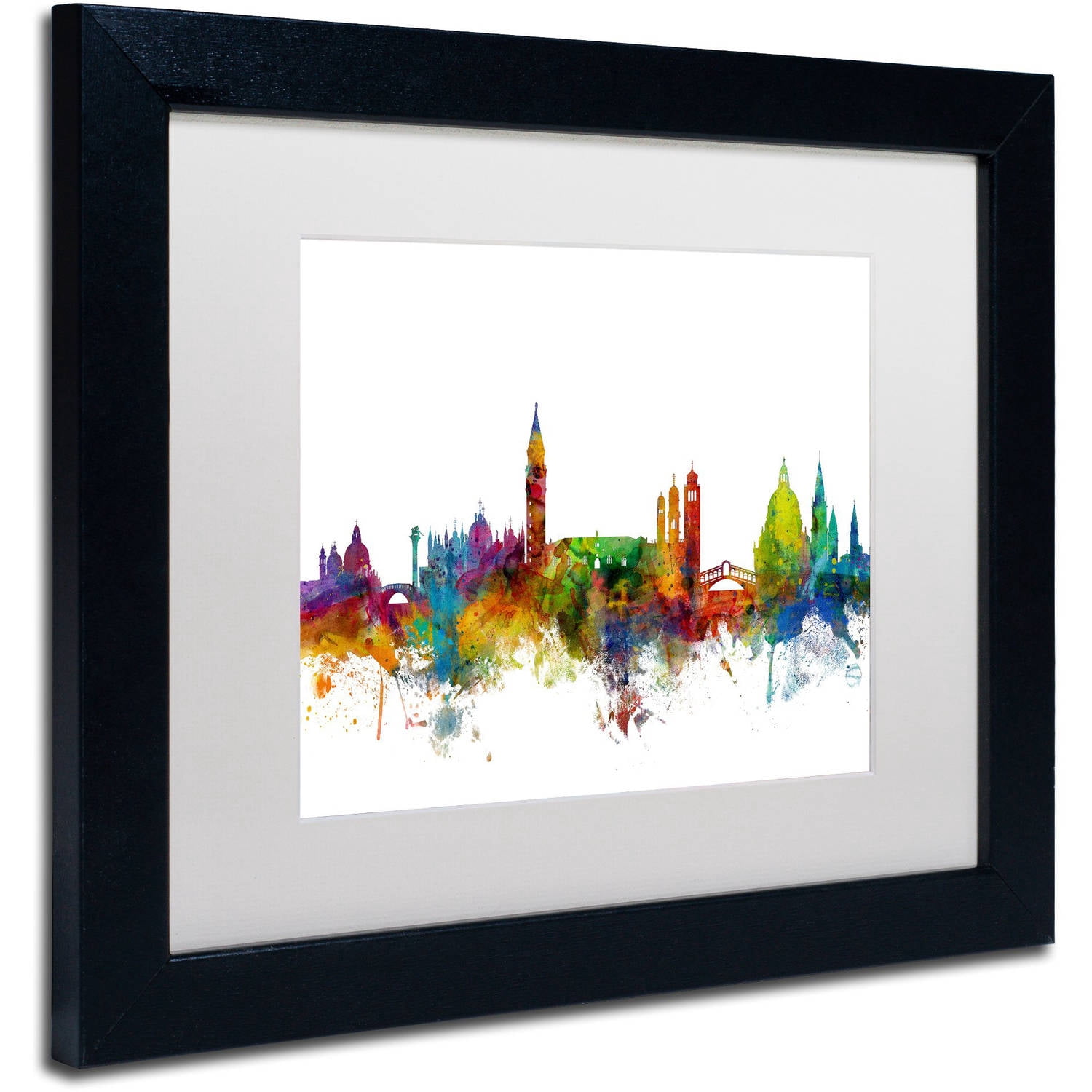 Trademark Fine Art "Venice Italy Skyline White" Canvas Art by Michael Tompsett, White Matte, Black Frame