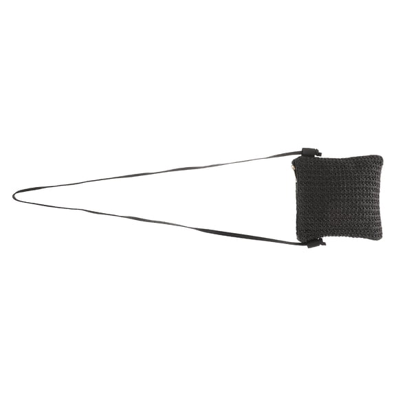 OUNONA Black Straw Crossbody Bag with PU and PE Material, Ideal for Beach Trips, Vacations, and Everyday Use