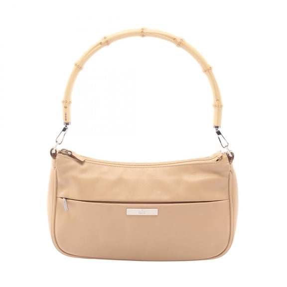 Pre-Owned Gucci Bamboo Handbag, Leather, Women's, Beige, 001.3865