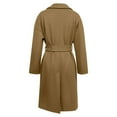 thumbnail image 5 of Women's Notch Lapel Wool Blend Overcoat, Long Length Trench Style Coat, Classic Winter Warm Overcoat, Elegant Casual Outerwear, Versatile Mid-Calf Length Coat Khaki L, 5 of 5