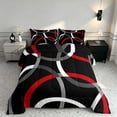 thumbnail image 2 of Manfei Black Red Circle Queen Comforter Set,Aesthetic Minimalist Comforter Sets Queen, Black Reversible 3-Piece, 1 Comforter and 2 Pillowcases, 2 of 6