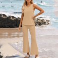 thumbnail image 1 of JMKQLZ Woman Fashion Solid Color Round Neck Short Sleeve Large Casual Knitted Tank Top Sets, 1 of 4