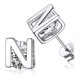 thumbnail image 1 of Pendientes de botón PROSTEEL de Plata esterlina para mujer letra N circonita cúbica, 1 of 8