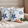 thumbnail image 6 of 2 Pack Outdoor Waterproof Throw Pillow Covers,Ocean Starfish Shell Conch Decorative Square Pillow Case Patio Pillowcases for Chair Couch Sofa 16x16in, 6 of 9