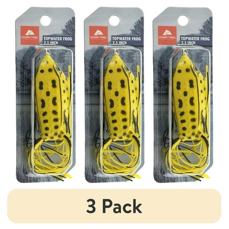 (3 pack) Ozark Trail 2.5 Yellow Topwater Frog Fishing Lure
