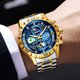thumbnail image 4 of Reloj de Cuarzo para Hombre con Cielo Estrellado, Cronógrafo Luminoso Impermeable de 30 M, Correa de Acero Bicolor, 4 of 7