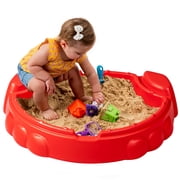 Simplay3 Coastal Crab Portable Plastic Sandbox with Cover, Hot Tamale Red