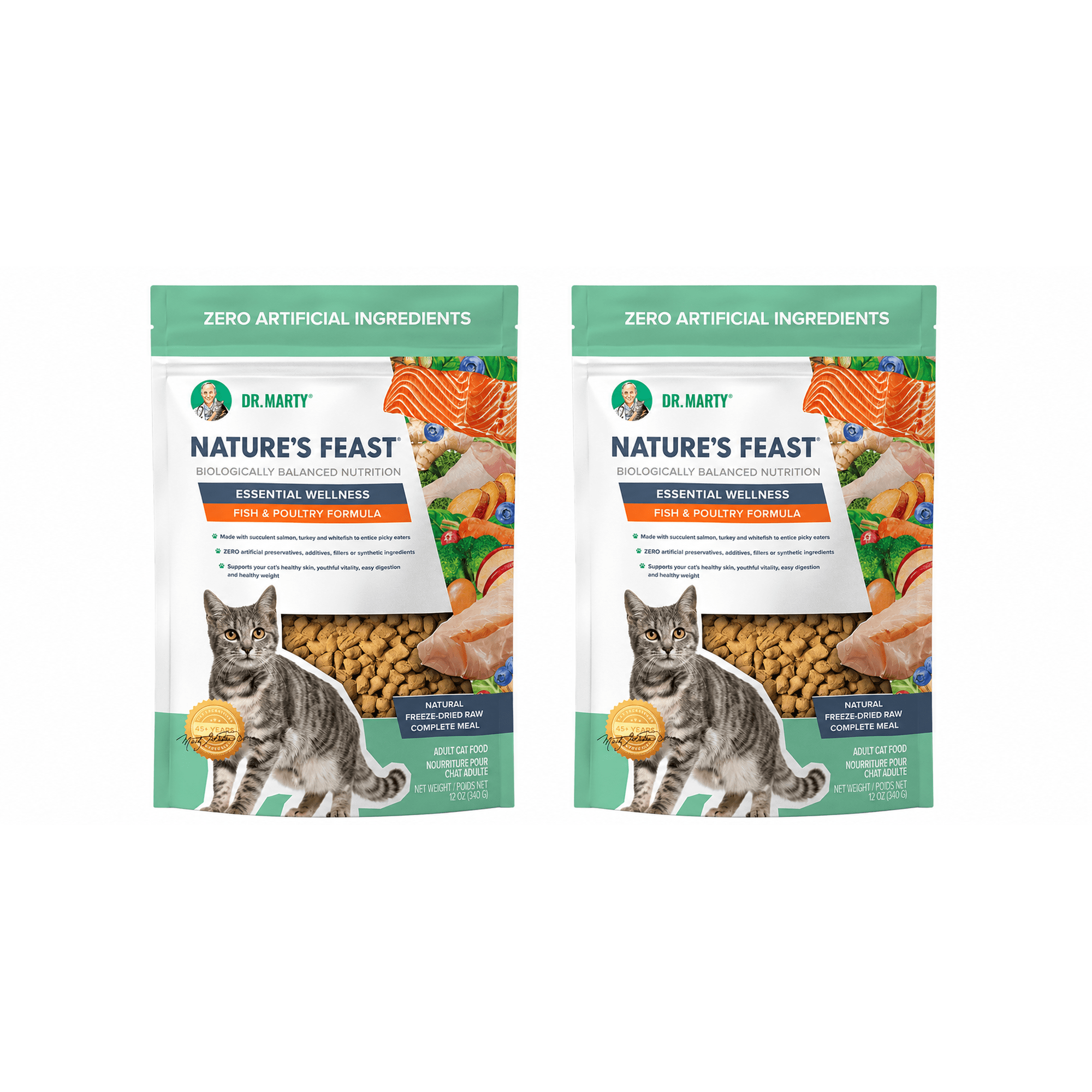 Dr. Marty Essential Wellness Fish & Poultry Dry Cat Food 12 oz (2 Pack)