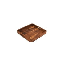 Modern Square Serving Tray - 15 Inch Acacia Wood Tray with Handles for DrinksDecor