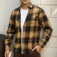 thumbnail image 3 of LZHGirlshop Men's Plaid Long Sleeve Shirts Button Down Shirt Casual Cotton Collared Shirt Jacket with Pockets,Yellow,XL, 3 of 7