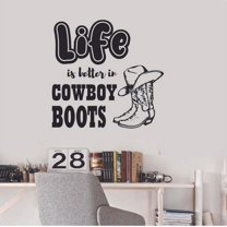 Life is Better in Cowboy Boots Cowgirl Quote Country Life Quotes Wall Sticker Art Decal for Girls Boys Room Bedroom Garage House Fun Home Decor Stickers Wall Art Vinyl Decoration Size (40x40 inch)