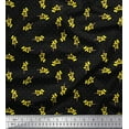 thumbnail image 1 of Soimoi Black Poly Georgette Fabric Yellow Flower & Dots Fabric Prints By Yard 52 Inch Wide, 1 of 5