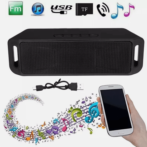 LOUD Bluetooth Speaker Wireless Outdoor Portable Waterproof Speaker with Stereo Bass, USB/TF/FM Radio, for Pool Party Camping (Black)